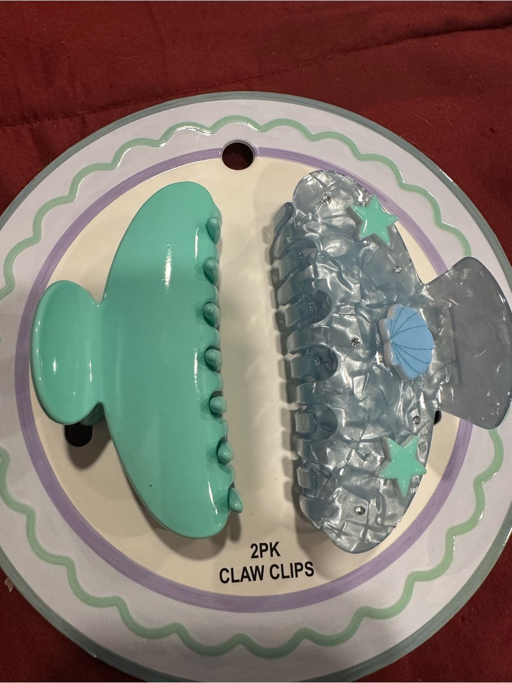 2-Pack Women's Hair Claw Clips - Mint Green & Pearl Blue